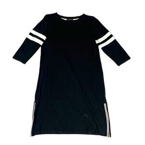 J.Crew Dress Varsity Side Zip Black‎ White 3/4 Sleeve Women's Small 100% Cotton